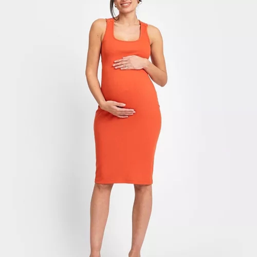 NWT Seraphine Orange Maternity Bodycon Dress